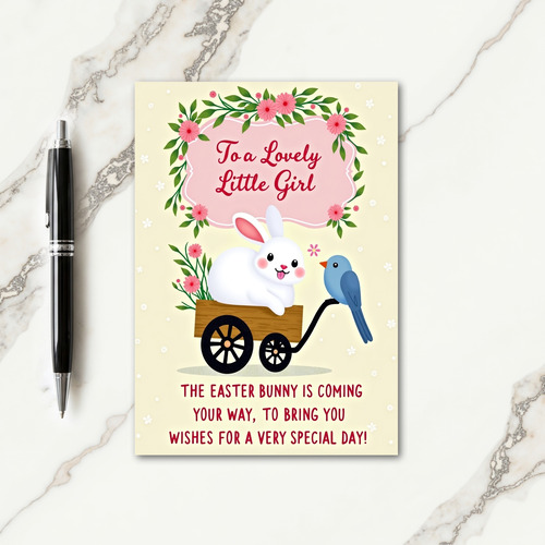 Rabbit And Bird Springtime Card