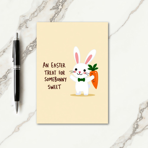 Rabbit And Carrot Easter Card
