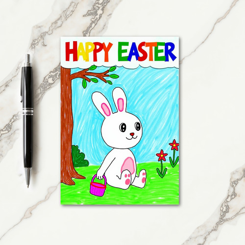 Rabbit Basket Easter Message Card