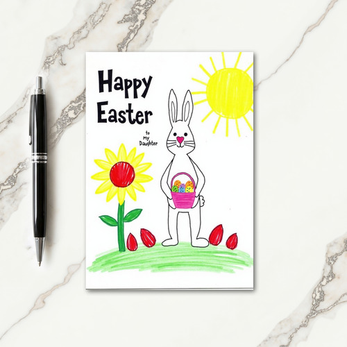 Rabbit Easter Heart Pattern Card