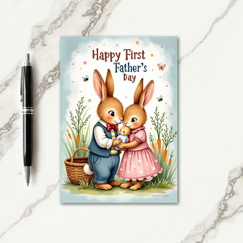 Rabbit Family Fathers Day Card