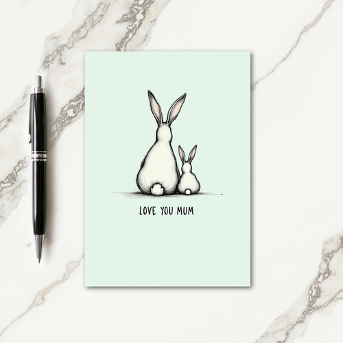 Rabbit Family Love You Mum Card