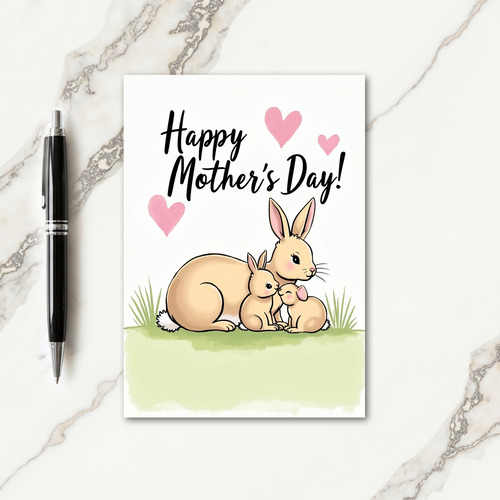 Rabbit Family Mothers Day Card