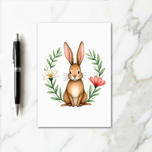 Rabbit Floral Watercolor Art Card