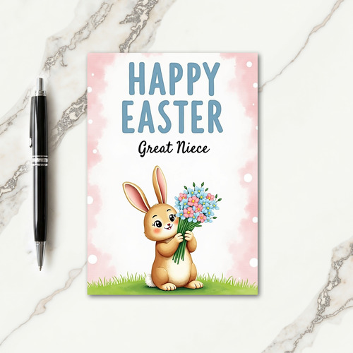 Rabbit Flower Pattern Easter Card