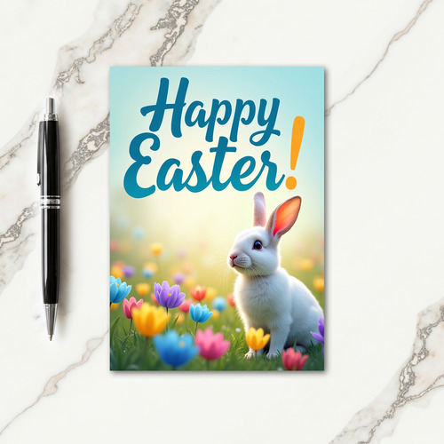 Rabbit Flower Springtime Card