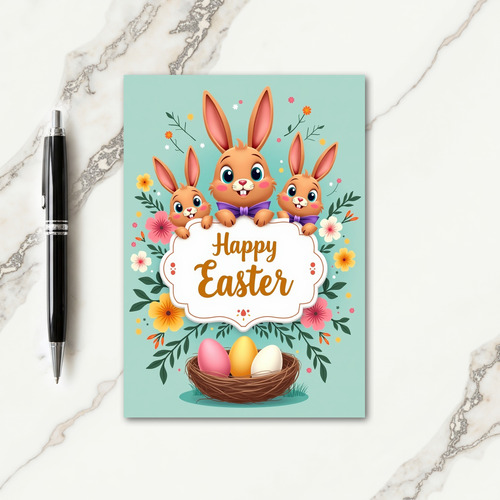 Rabbit Friends Celebration Card