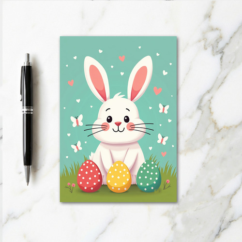 Rabbit Hearts Pattern Spring Card