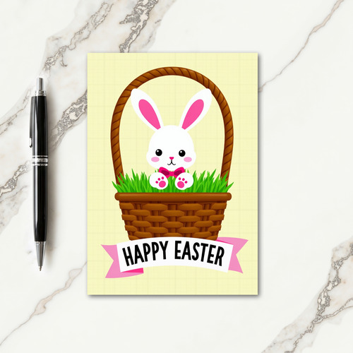 Rabbit In Basket Spring Celebration Card