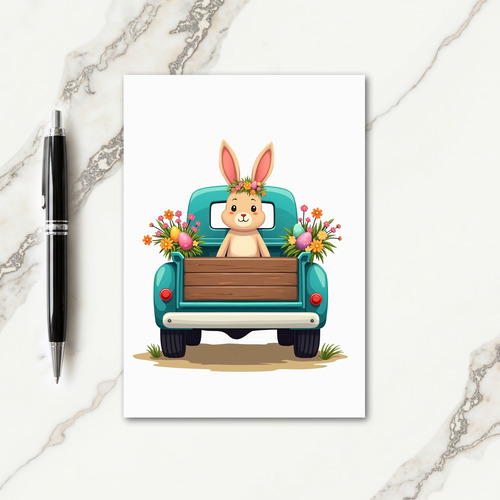 Rabbit In Truck Spring Card