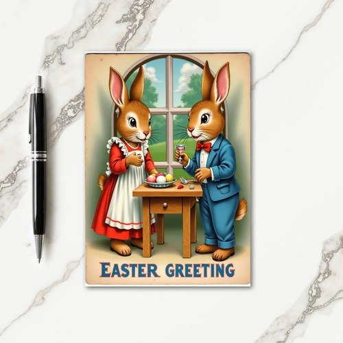 Rabbit Red Polka Dot Party Card