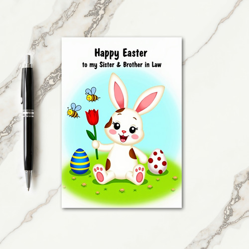 Rabbit Red Tulip Pattern Card