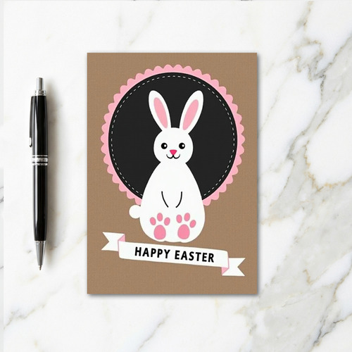 Rabbit Rose Scalloped Circle Card