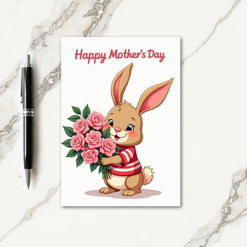 Rabbit Roses Mothers Day Card