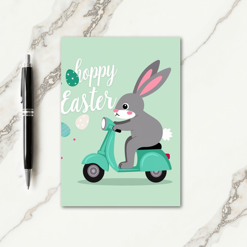 Rabbit Scooter Springtime Card