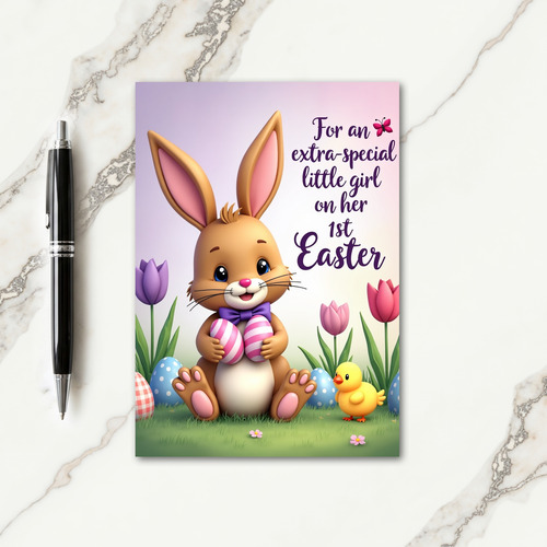 Rabbit Spring Faux Foil Look Card