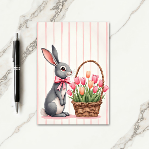 Rabbit Spring Flower Greeting Card