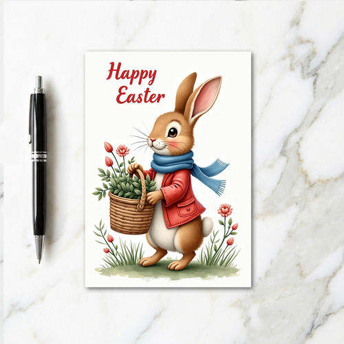 Rabbit Spring Flowers Card