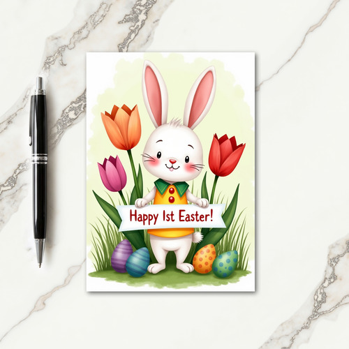 Rabbit Spring Pattern Celebration Card