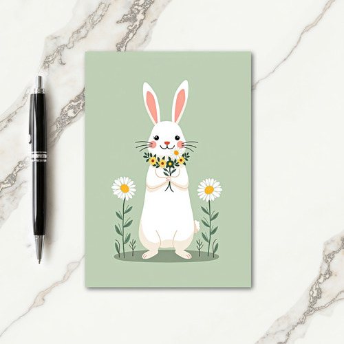 Rabbit Springtime Bouquet Card