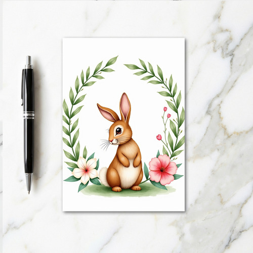 Rabbit Springtime Floral Card