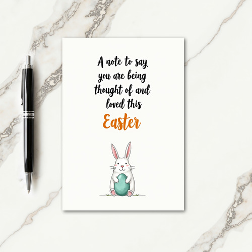Rabbit Teal Egg Easter Card