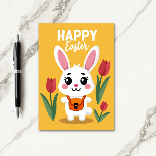 Rabbit Tulip Easter Celebration Card
