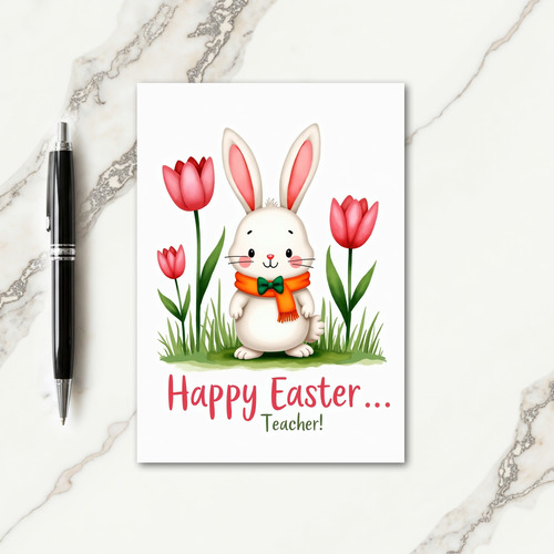 Rabbit Tulip Springtime Card
