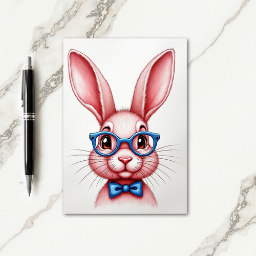 Rabbit With Glasses Greeting Card