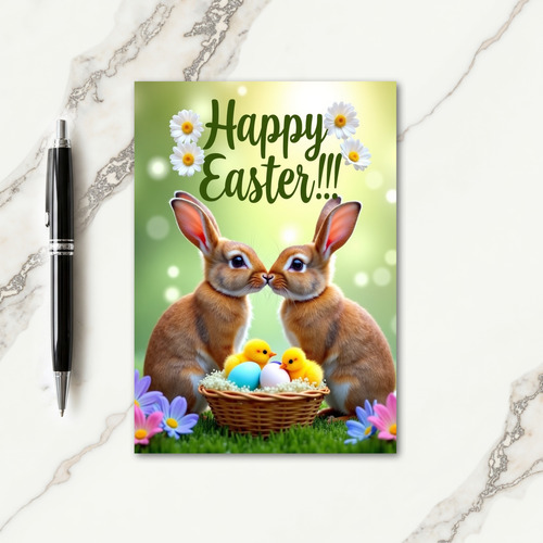Rabbit Woven Basket Spring Card