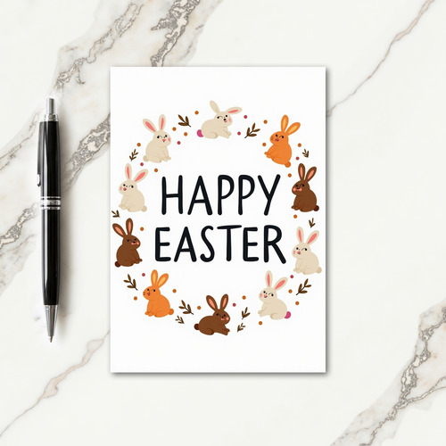 Rabbit Wreath Springtime Card