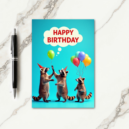 Raccoon Birthday Party Art Card