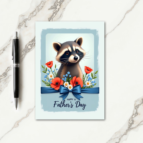 Raccoon First Fathers Day Card