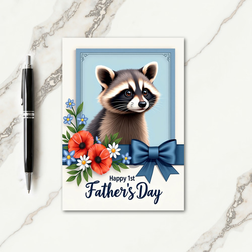 Raccoon Floral Fathers Day Card