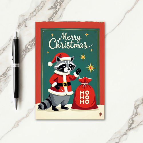 Raccoons Gifts Christmas Card thumbnail