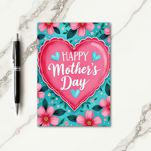 Radiant Fuchsia Hearts Mothers Day Card