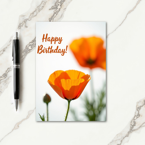Radiant Orange Floral Birthday Card
