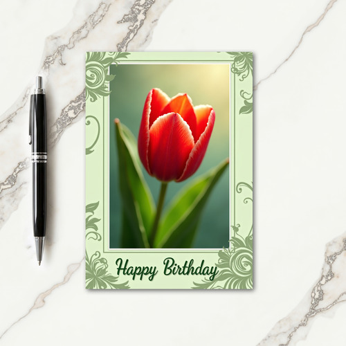 Radiant Red Birthday Card
