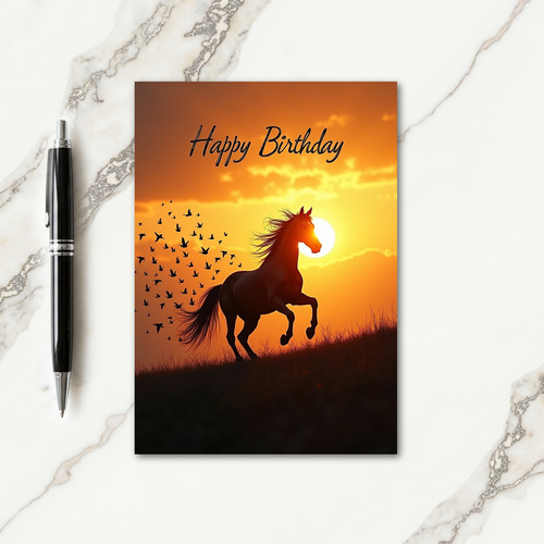 Radiant Sunset Horse Card