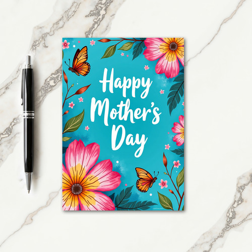 Radiant Teal Mothers Day Art Card