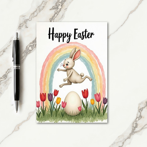 Rainbow Bunny Springtime Card