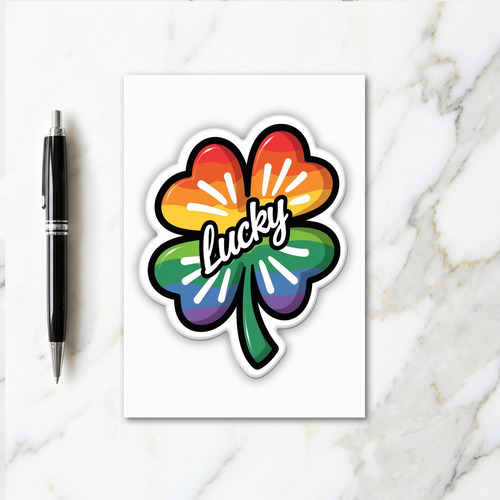 Rainbow Clover Lucky Card