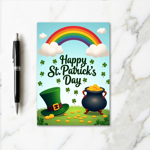 Rainbow Clover St Patricks Day Card