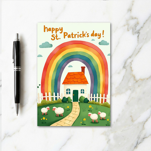 Rainbow Cottage St Patricks Day Card