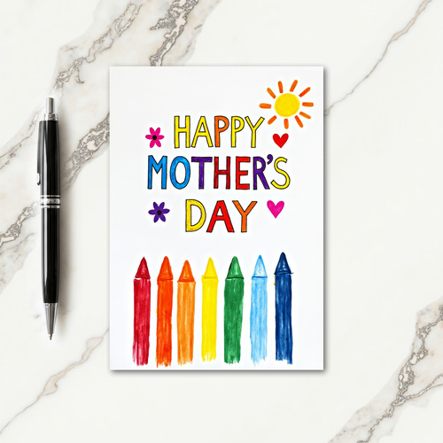 Rainbow Crayon Mothers Day Card