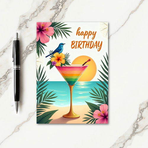 Rainbow Drink Birthday Card