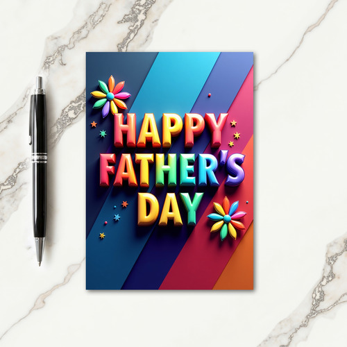Rainbow Fathers Day Letter Card