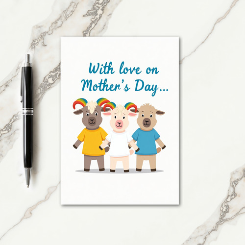 Rainbow Goat Mothers Day Love Card
