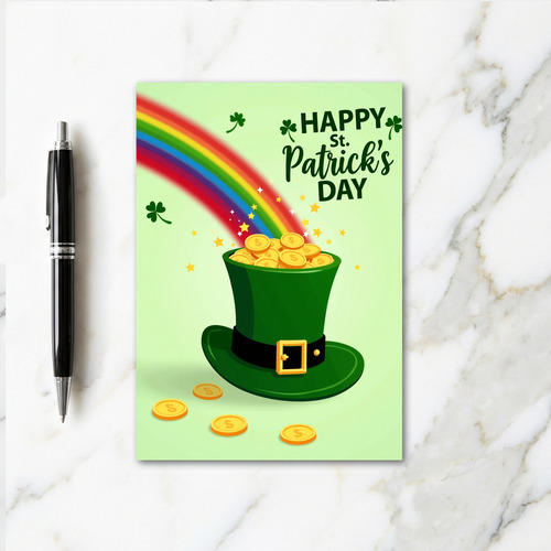 Rainbow Gold Leprechaun Hat Card