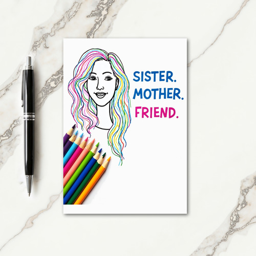 Rainbow Hair Mothers Day Card